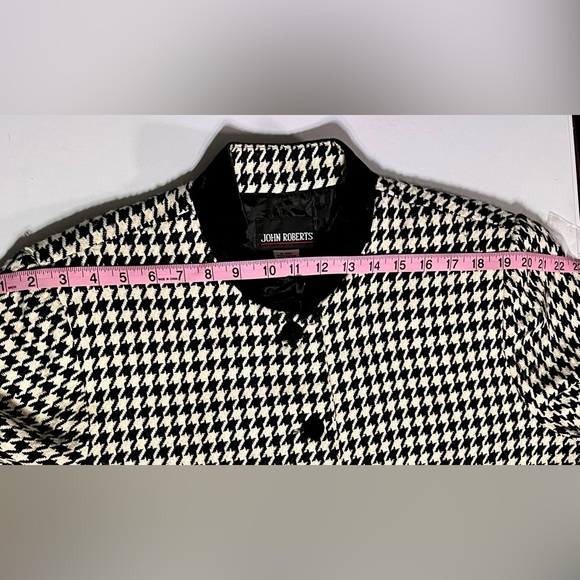 John Roberts classic black cream checkered coat size 14 - Picture 6 of 10